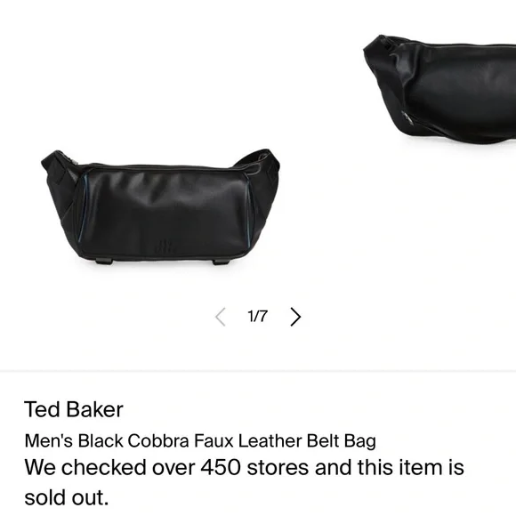 Ted Baker Cobbra Unisex Black Belt Bag Blue Trim - Picture 14 of 15